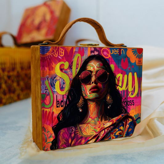 Classy Girl Printed Briefcase Clutch