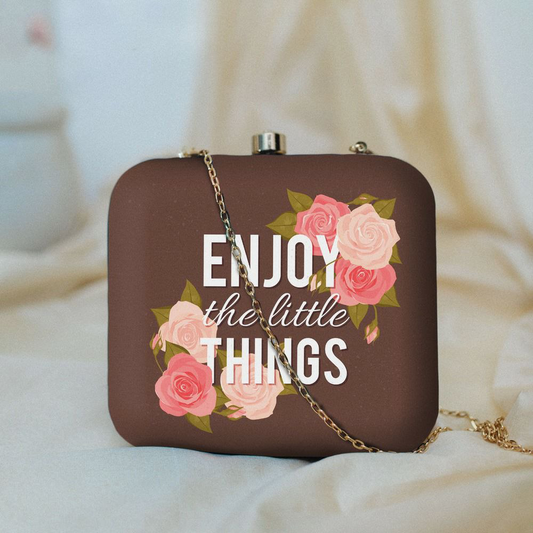 Enjoy The Little Things Printed square Clutch