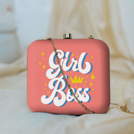 Girl Boss Printed square Clutch