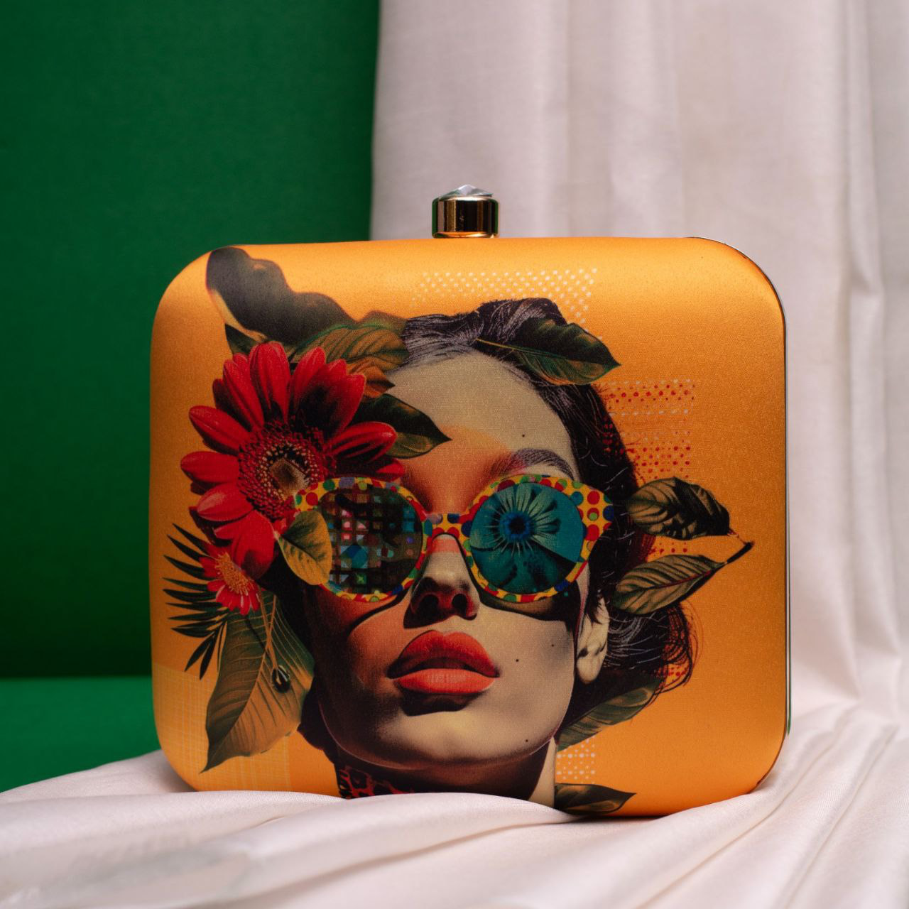 Girl Flower Face Printed Clutch