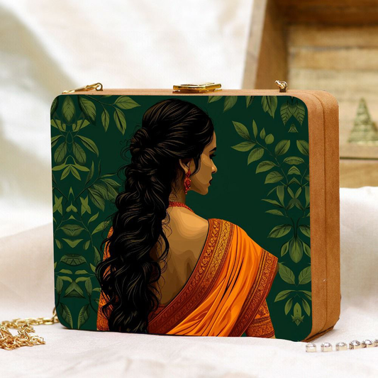 Box Clutch Print in Matt Finish Satin