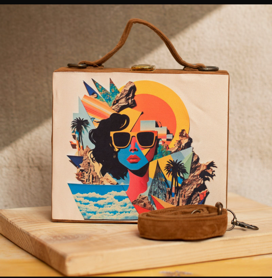 Multicolour Abstract Art Printed Briefcase Clutch