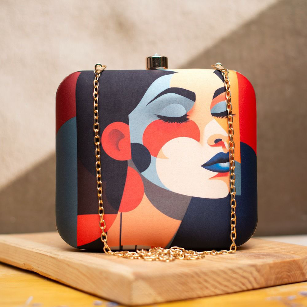 Multicolour Abstract Art Printed Clutch