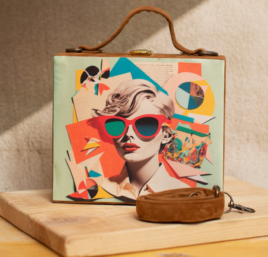Multicolour Women Portrait Printed Briefcase Clutch