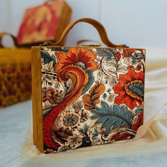 Multipattern Leaves Printed Suitcase Style