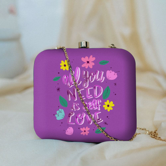 Need Self Love  Printed square Clutch