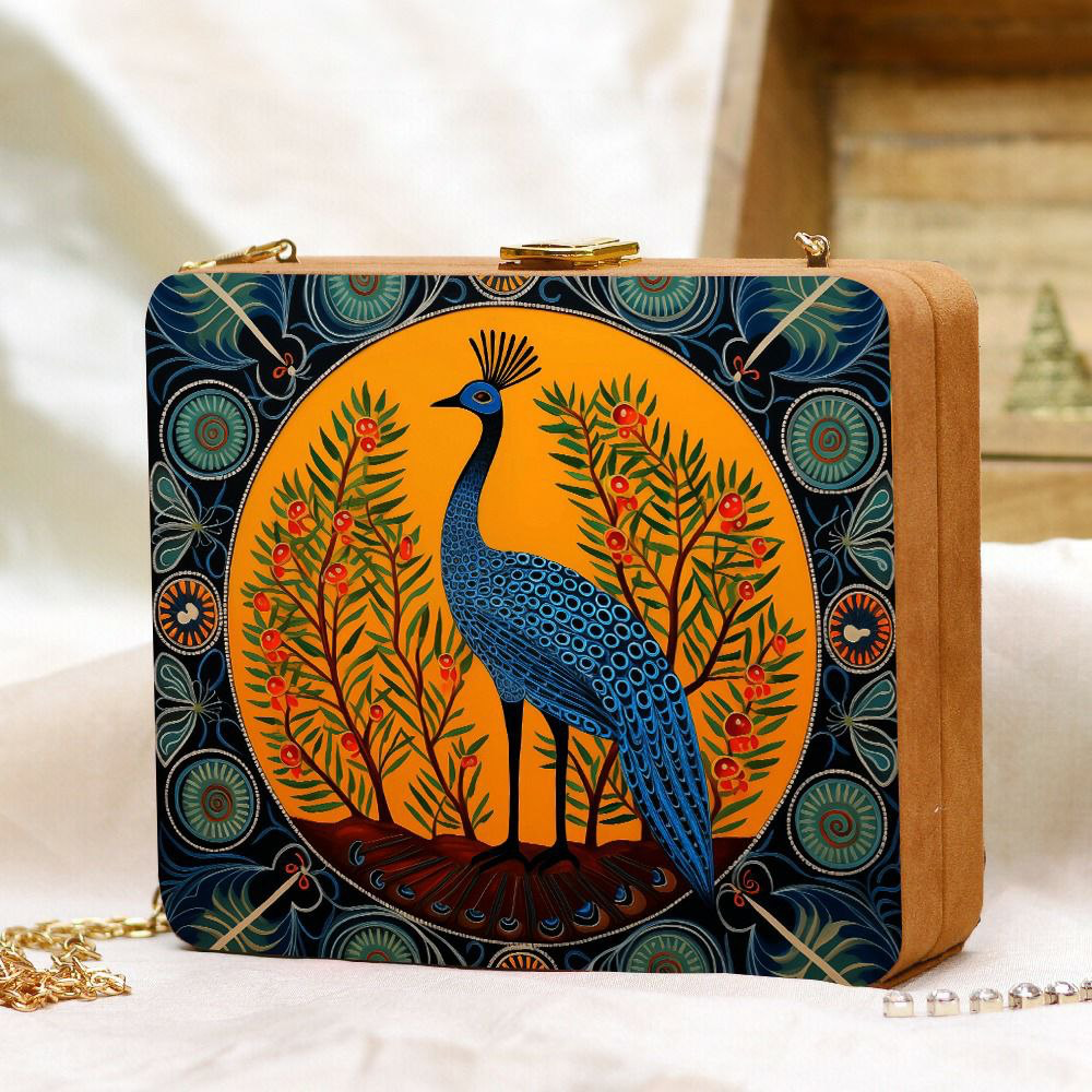 Peackock Printed MDF Clutch