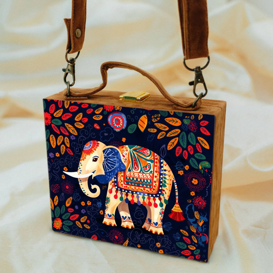 Royal Elephant Printed Briefcase Clutch
