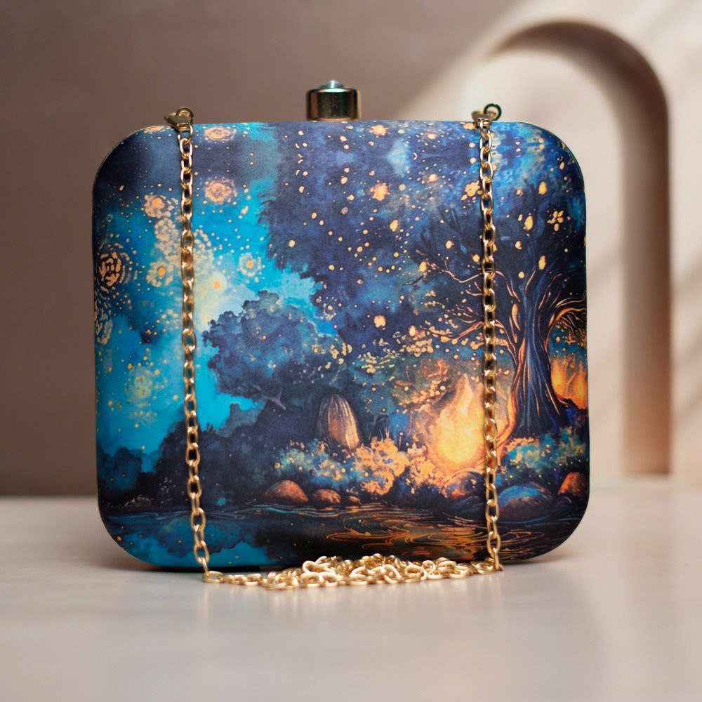 Stary Night Printed Clutch