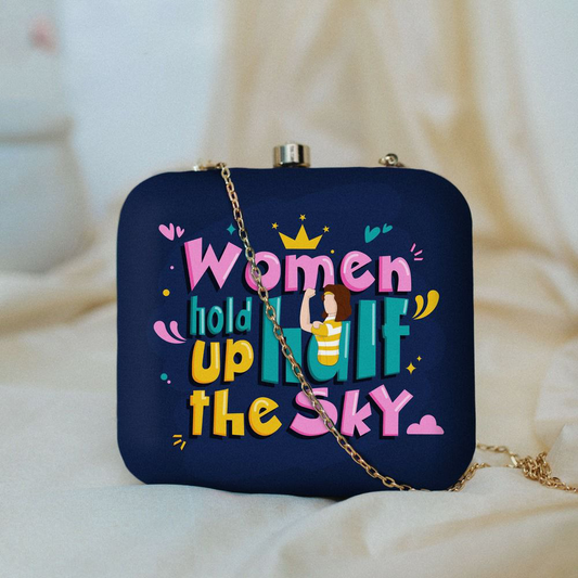 Women Hold Up The Sky  Printed square Clutch