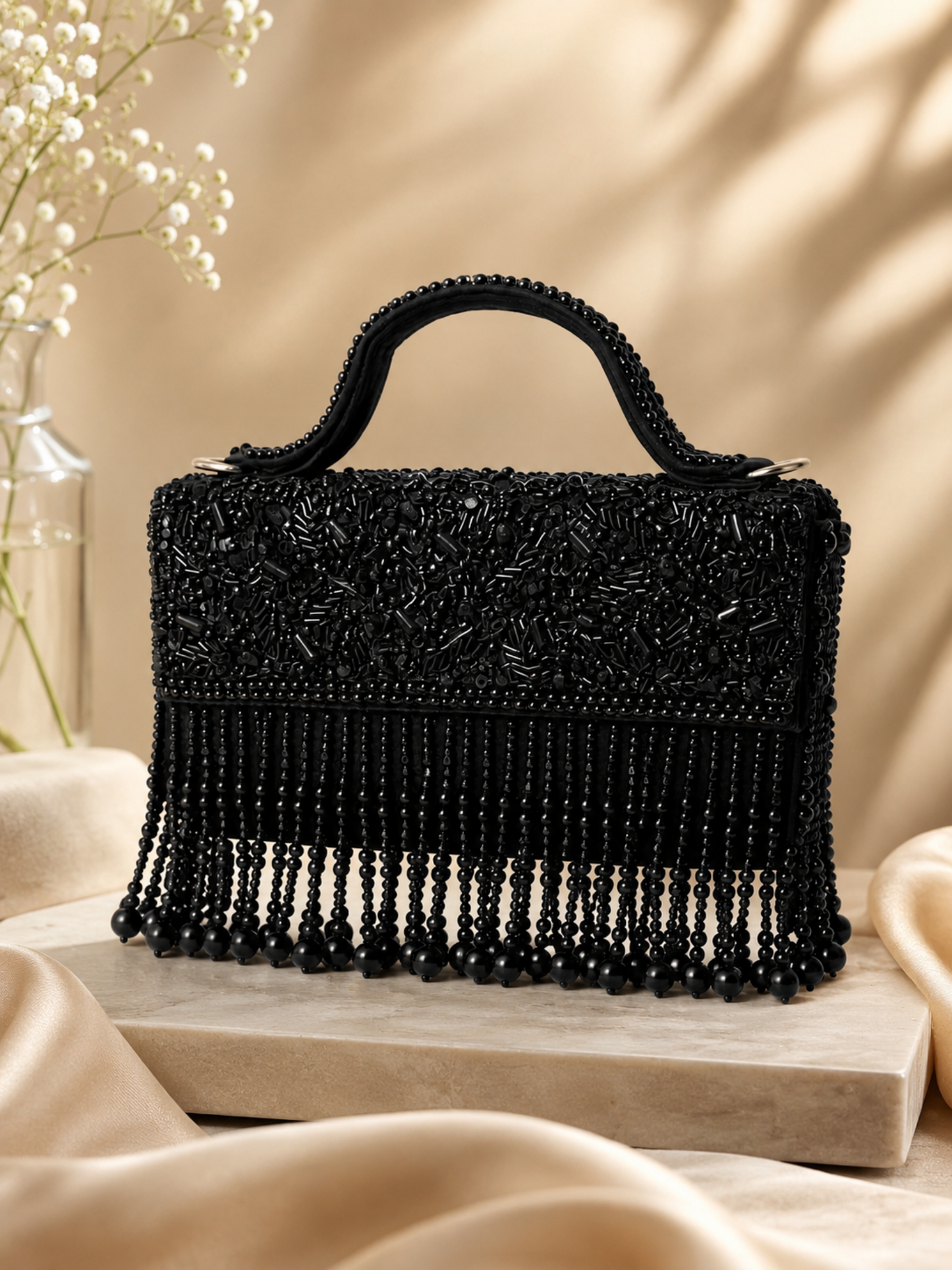 Midnight Fringe Clutch