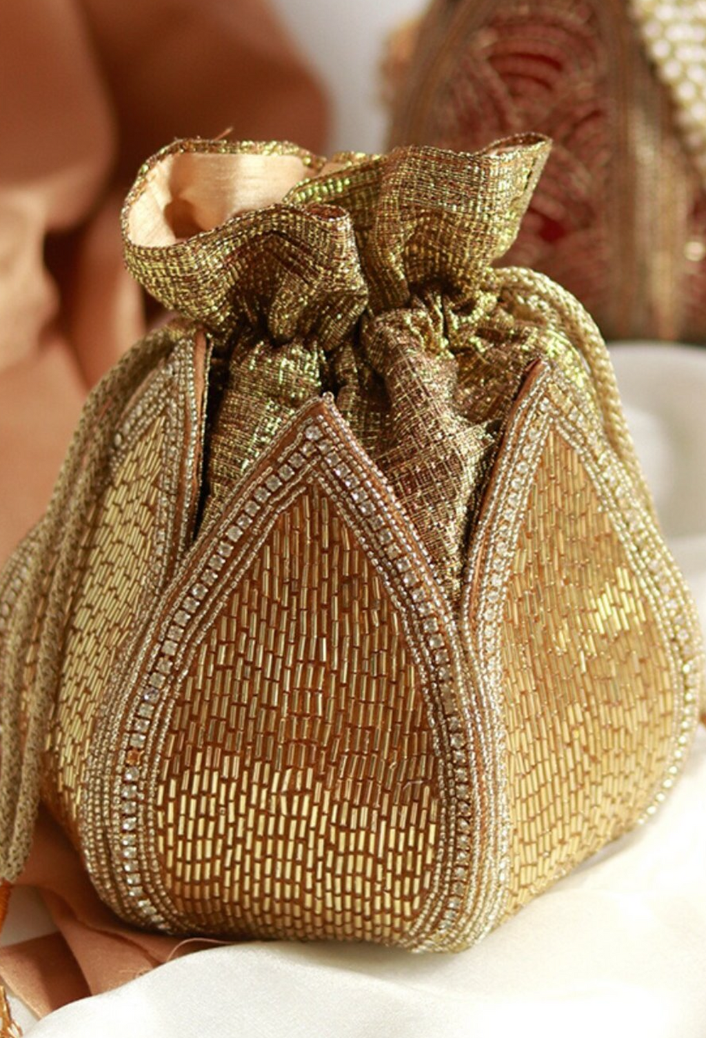 Golden Lotus Potli With Beautiful Design