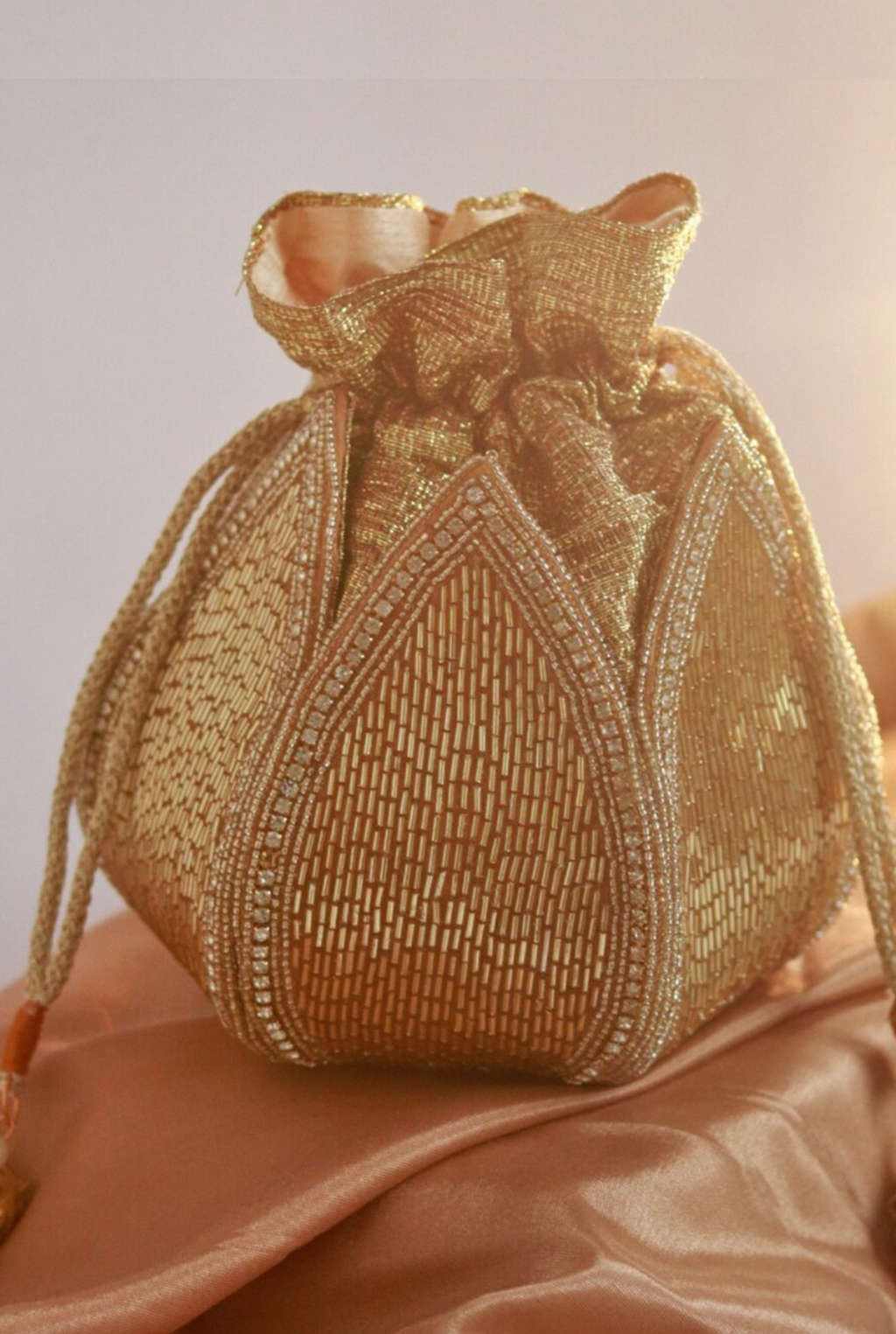 Golden Lotus Potli With Beautiful Design