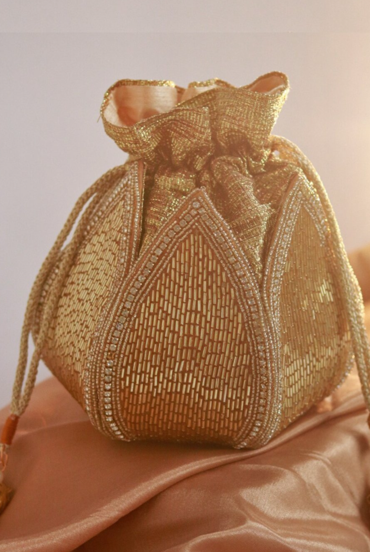 Golden Lotus Potli With Beautiful Design