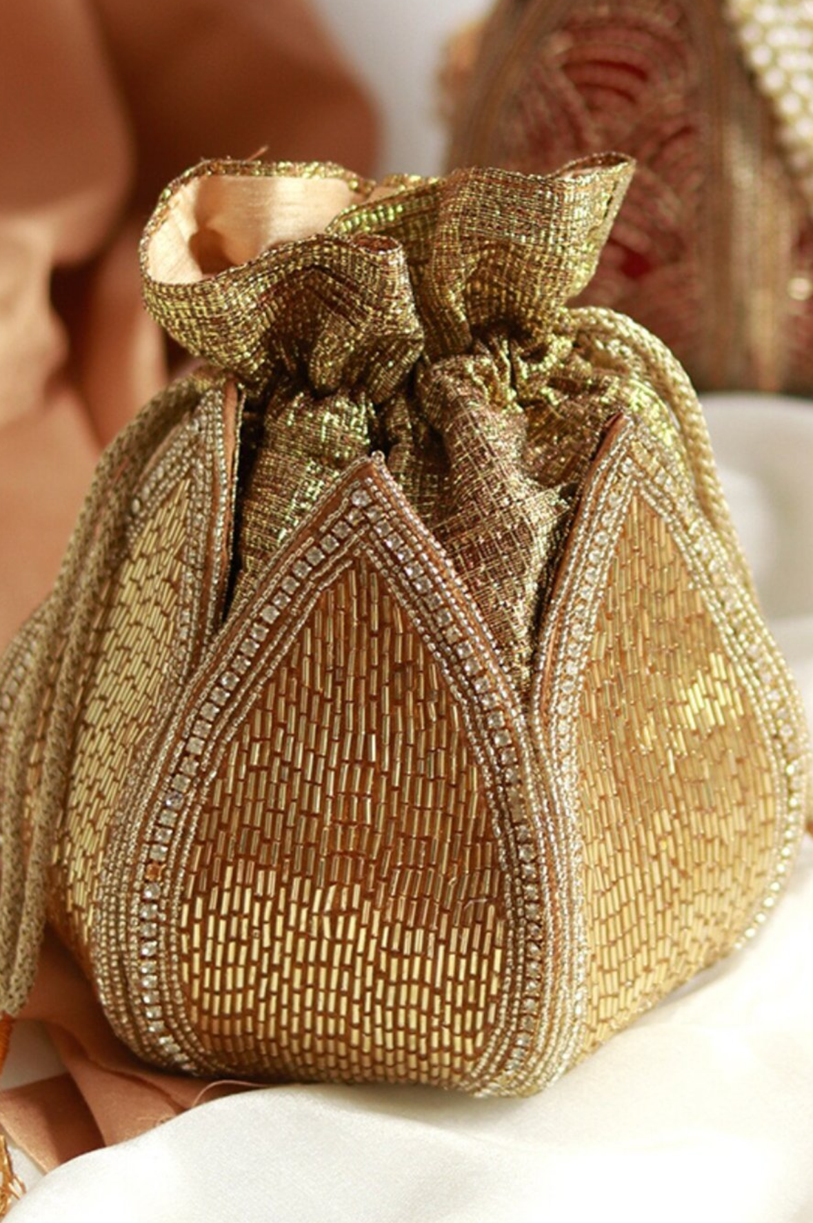 Golden Lotus Potli With Beautiful Design