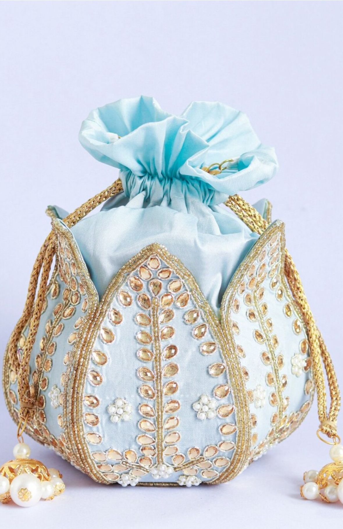 Blue Lotus Potli With Beautiful Design