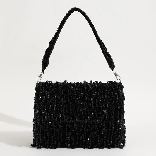 Designer Flap Clutch with Crystal Hanging