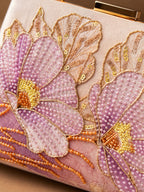Lilac Bloom Embroidered Box Clutch
