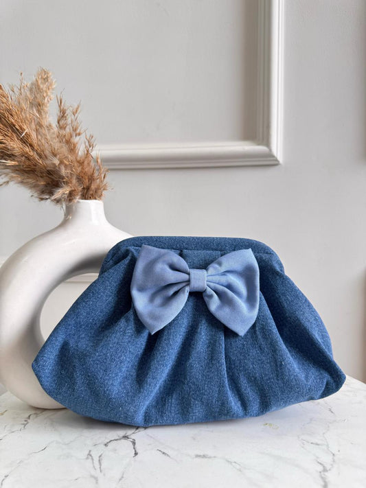 Denim Belle Bow Clutch