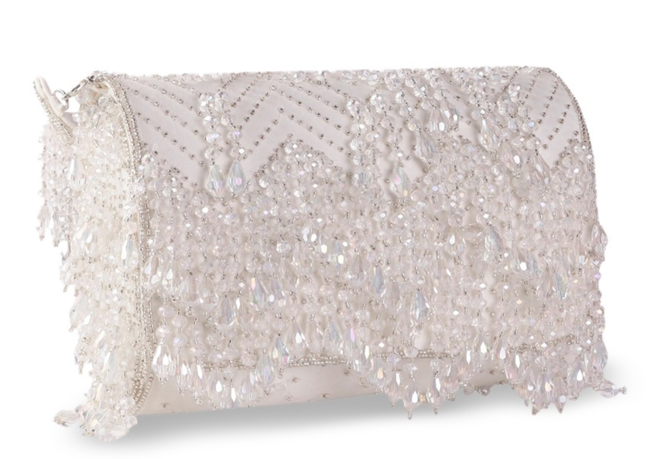 Frozen Luxe Crystal Flap Clutch