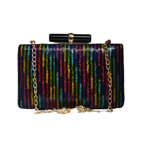 Multicoloured Sequins Fabric Party Clutch
