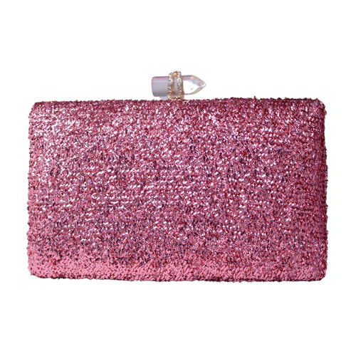 Pink Glittering Fabric Party Clutch