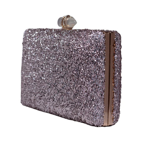 Pink Glittering Fabric Party Clutch