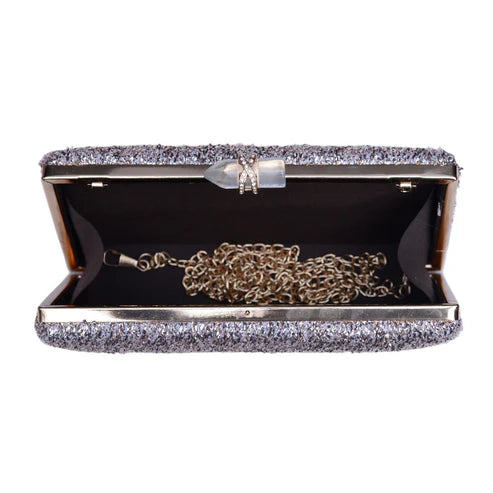 Pink Glittering Fabric Party Clutch