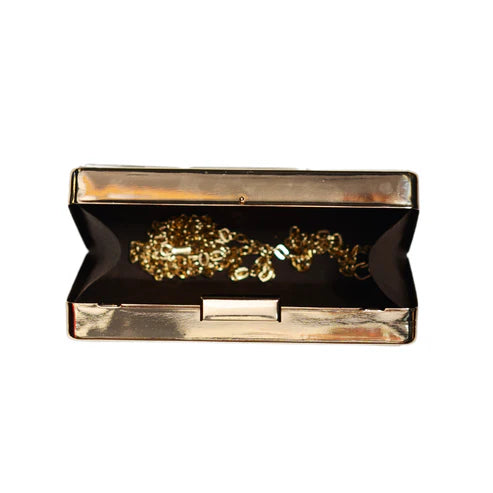 White Acrylic MOP Cutout Metal Clutch