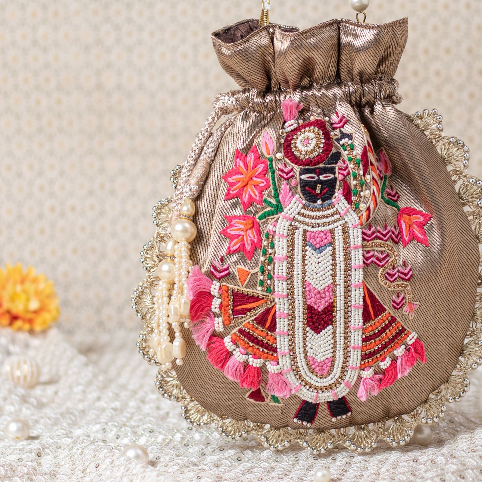 Shreenathji Hand-Embroidered Potli Bag