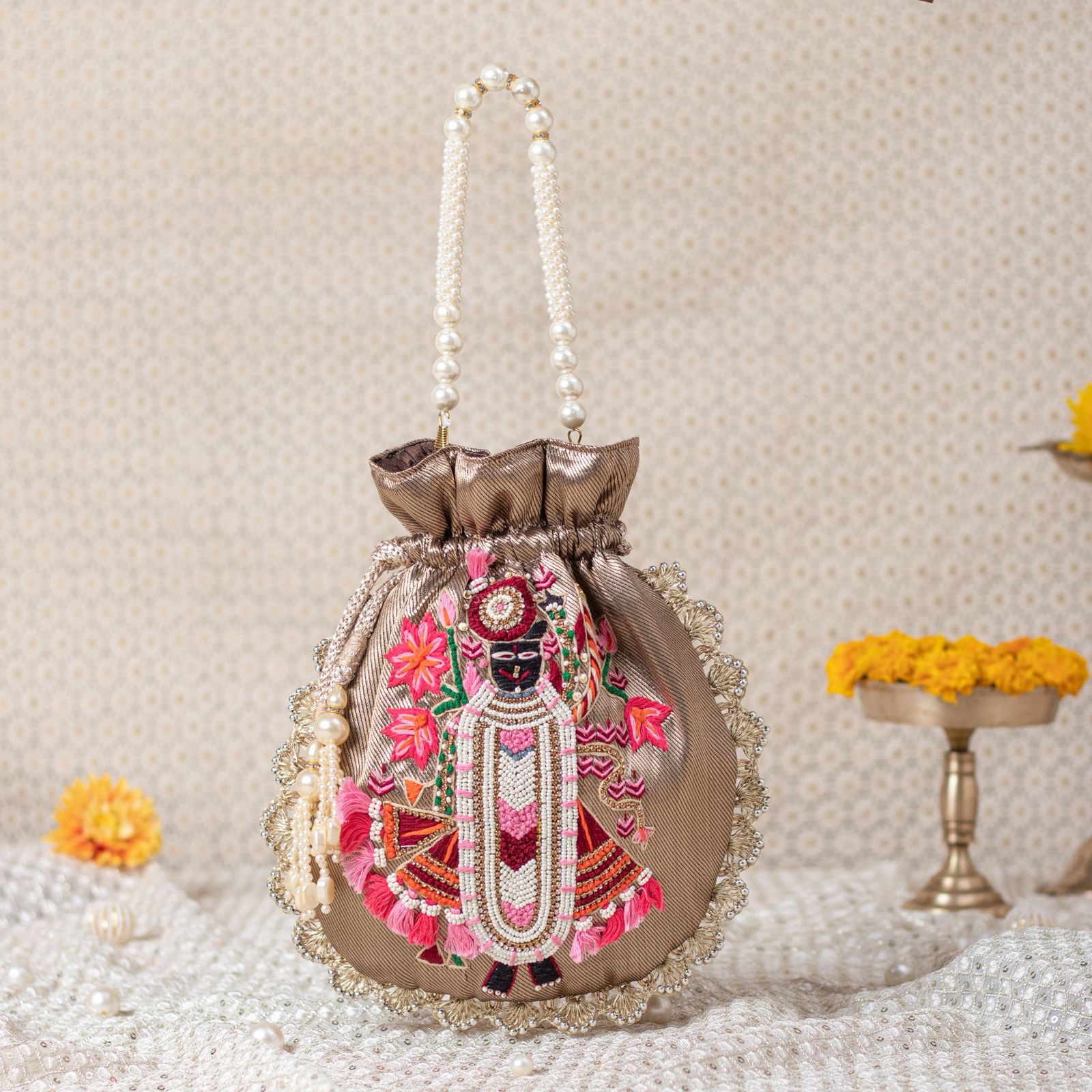 Shreenathji Hand-Embroidered Potli Bag
