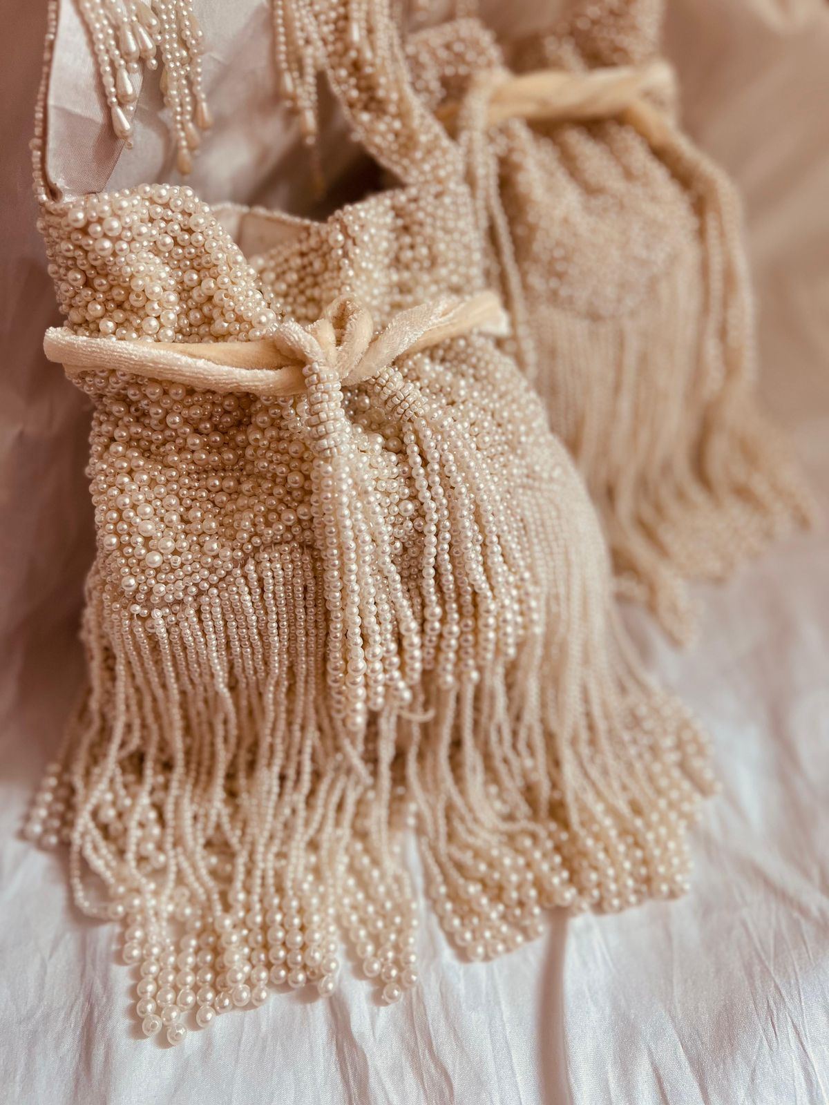 Ivory Pearl Cascade Potli