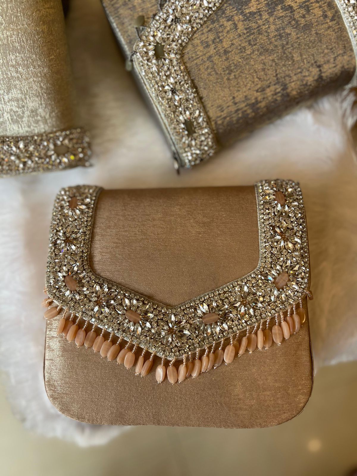 Regal Crystal Fringe Clutch