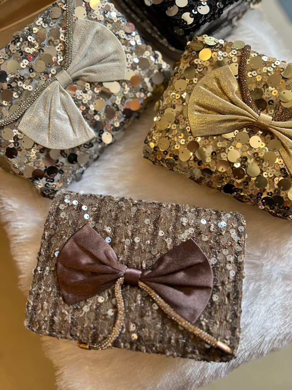 Bow Luxe Sequin Clutch