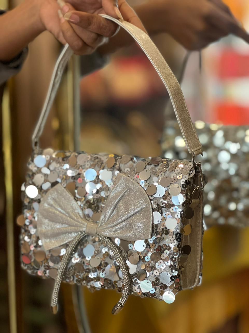 Bow Luxe Sequin Clutch