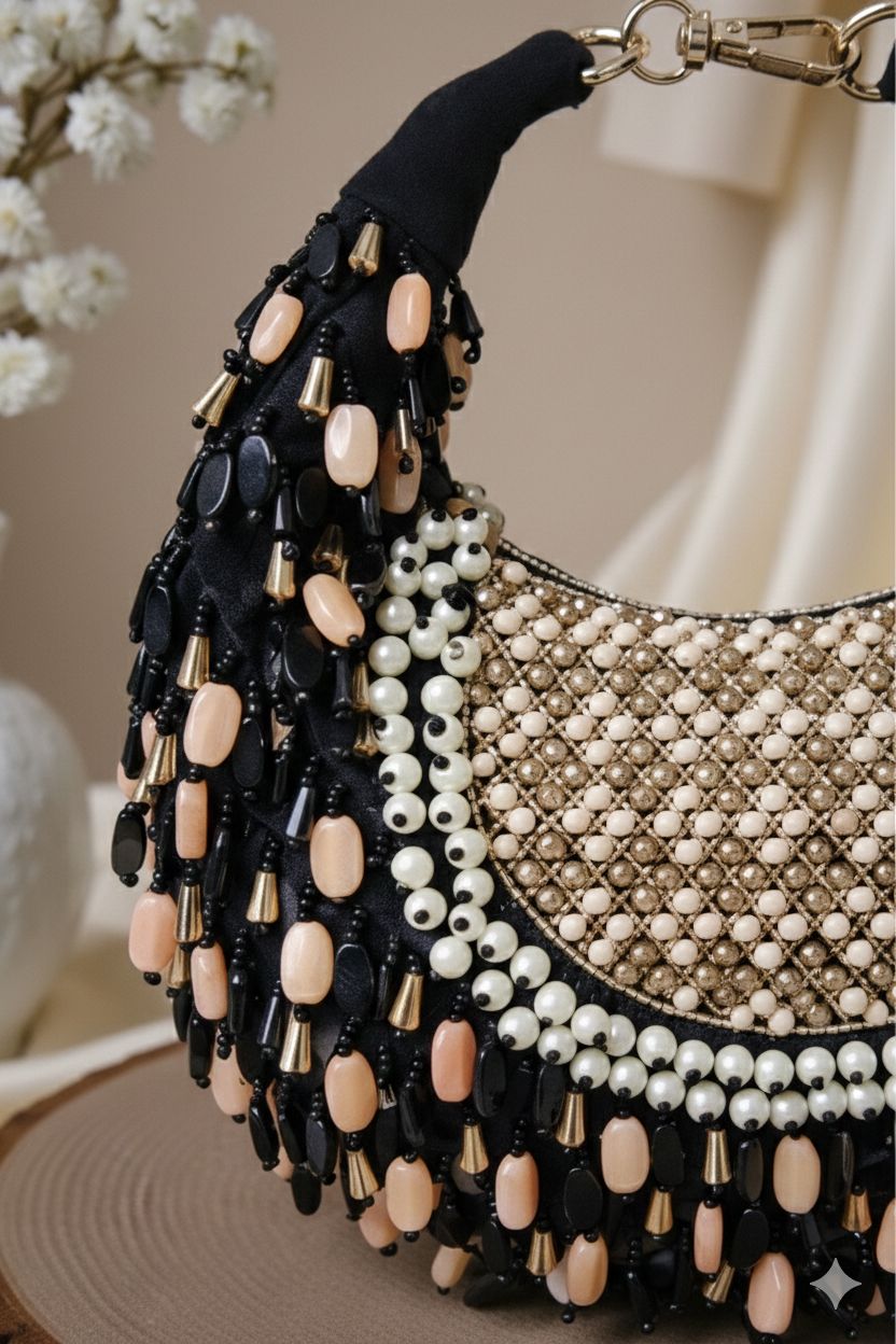 Opaline Beaded Crescent