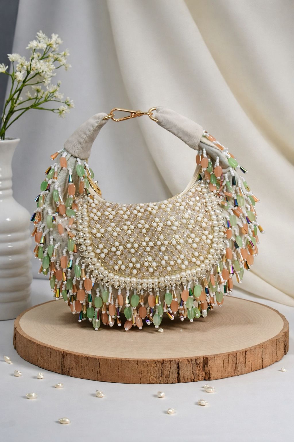 Opaline Beaded Crescent