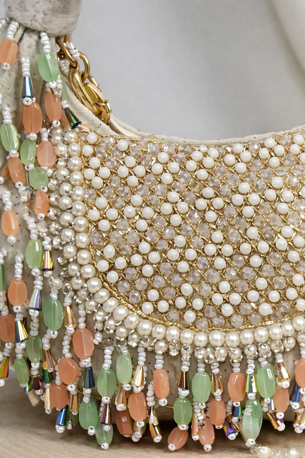 Opaline Beaded Crescent