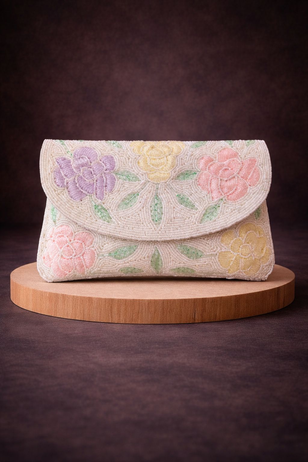 BloomLuxe Floral Beaded Clutch