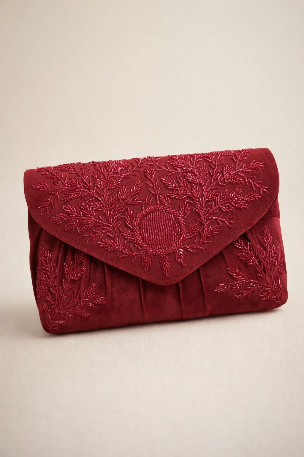 Aurelia Suede Embroidered Clutch