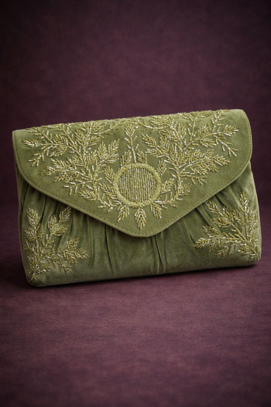 Aurelia Suede Embroidered Clutch