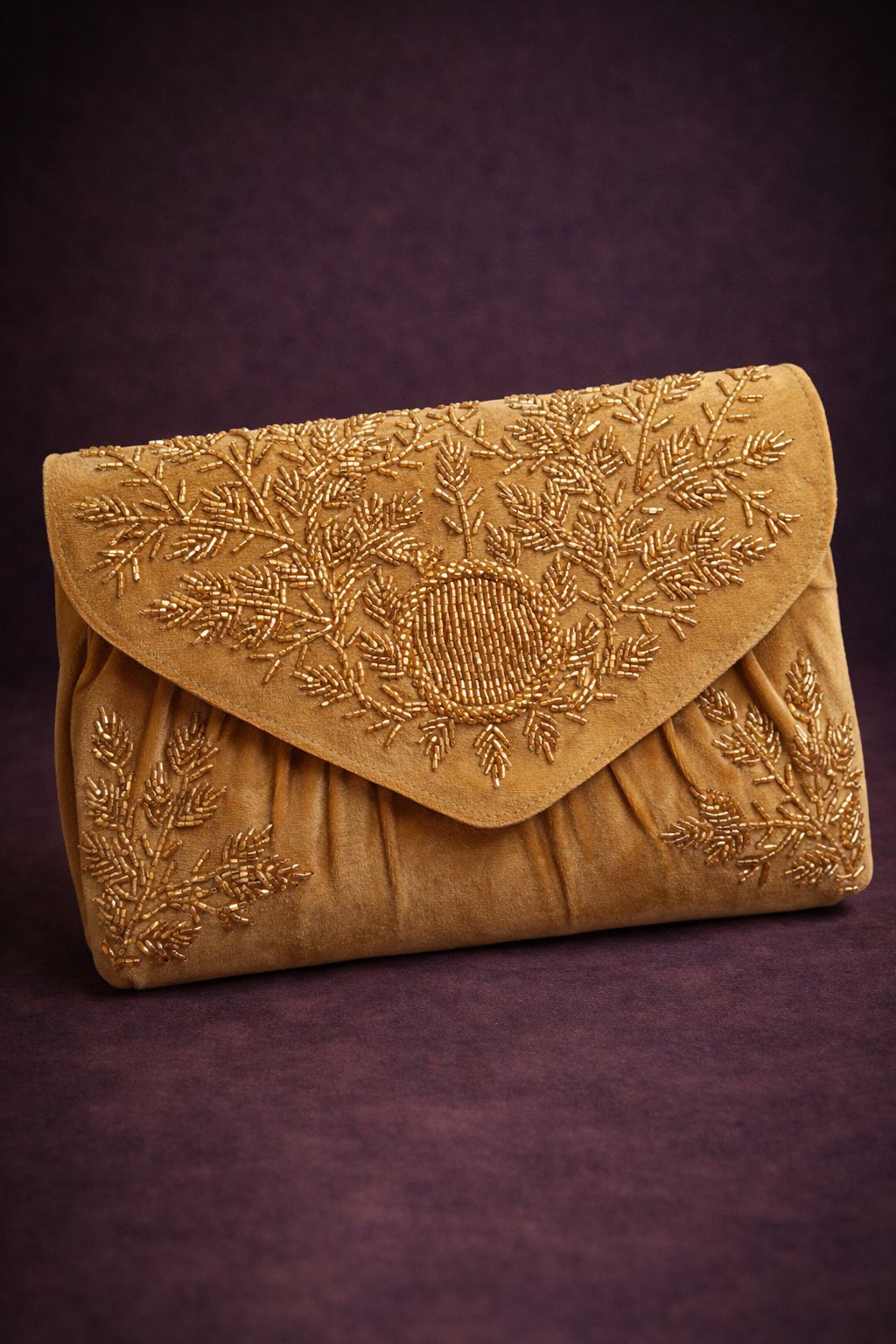 Aurelia Suede Embroidered Clutch