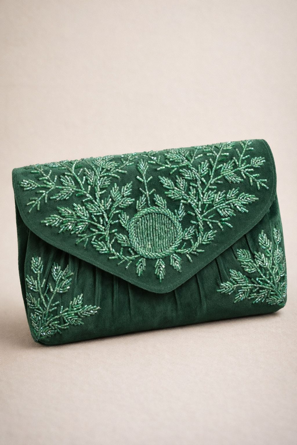 Aurelia Suede Embroidered Clutch