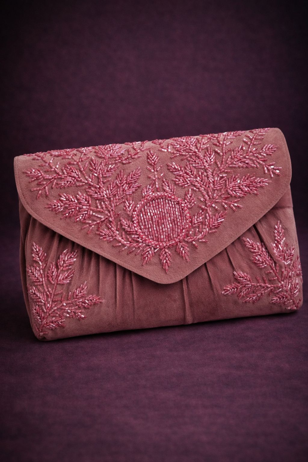 Aurelia Suede Embroidered Clutch