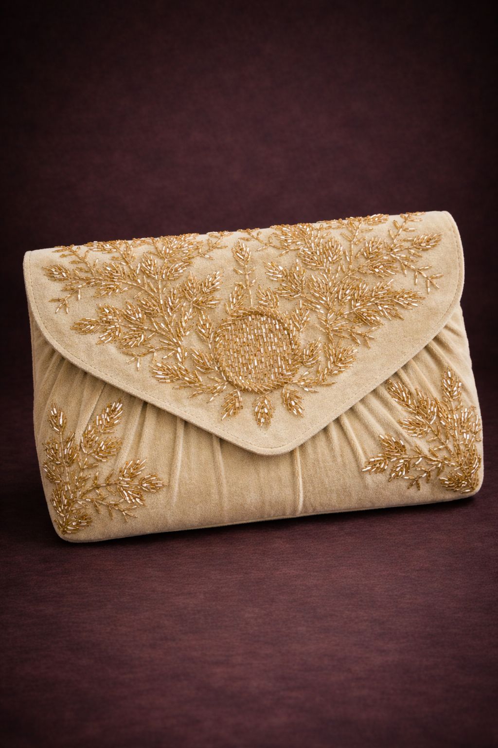Aurelia Suede Embroidered Clutch