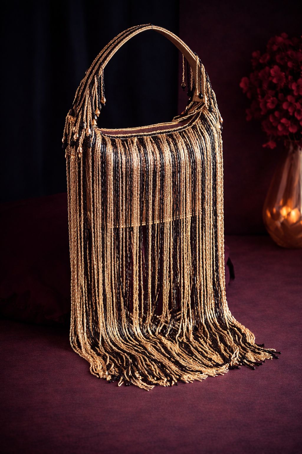 Aura Fringe Beaded Handbag