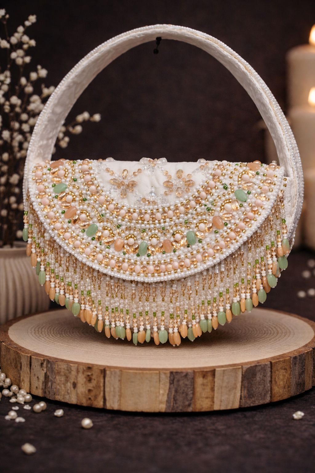 Royal Fringe Half-Moon Handle Clutch