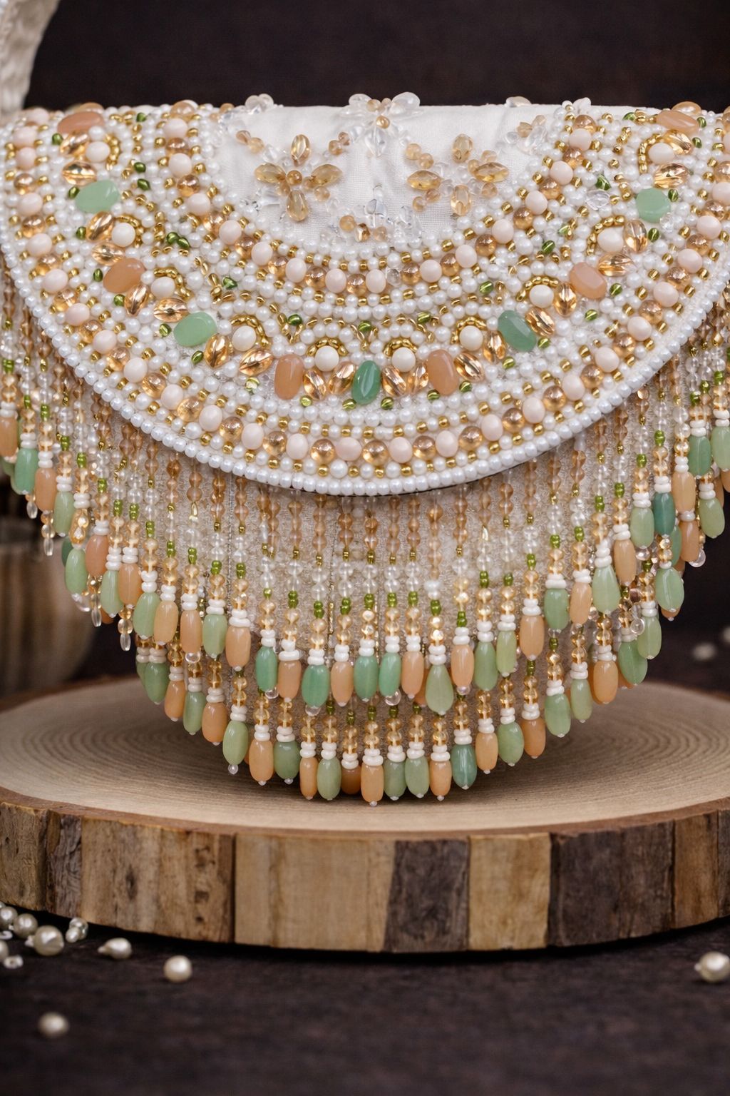 Royal Fringe Half-Moon Handle Clutch