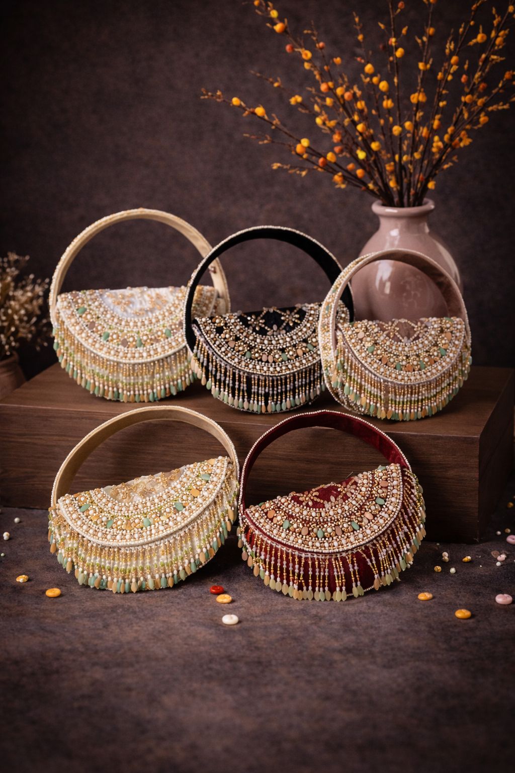 Royal Fringe Half-Moon Handle Clutch