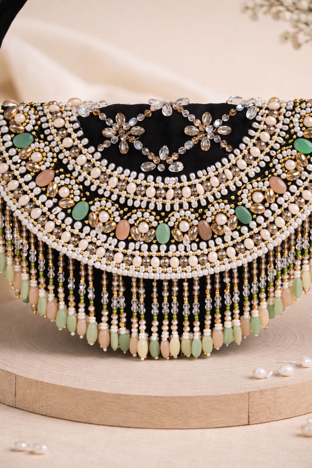 Royal Fringe Half-Moon Handle Clutch